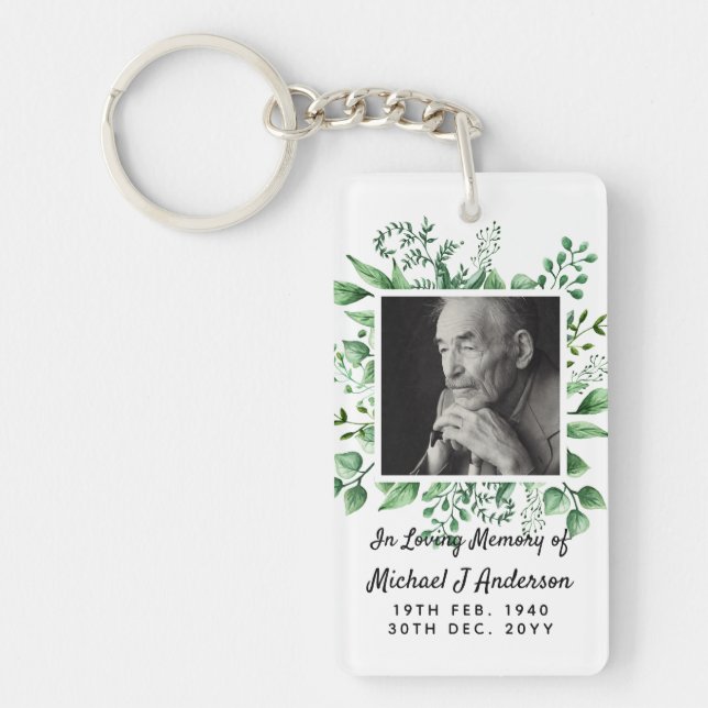 Mens Memorial Gift Bereavement Photo Loving Memory Keychain (Front)