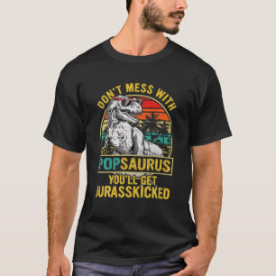 Mens Men Father's Day Funny Popsaurus Dinosaur T R T-Shirt