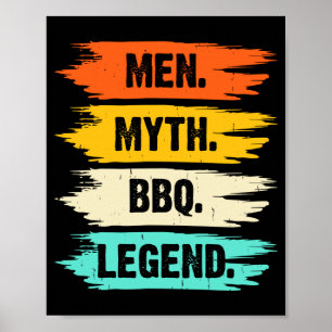 Mens men myth bbq legend fathers day grill king poster