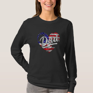Mens Men Patriotic American Flag Heart Soccer Dad T-Shirt