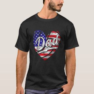 Mens Men Patriotic American Flag Heart Volleyball  T-Shirt