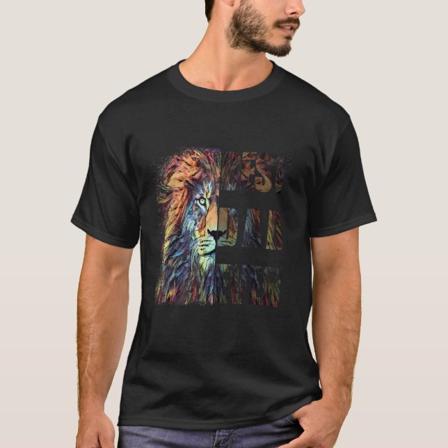 Mens Mens Best Dad Ever Lion  T-Shirt (Front)