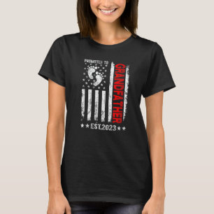 Mens Mens Promoted To Grandfather 2023 American Fl T-Shirt