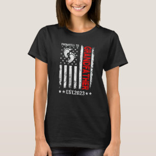 Mens Mens Promoted To Grandfather 2023 American Fl T-Shirt