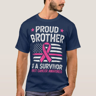 Mens Mens Proud Brother Of Survivor Breast Cancer T-Shirt