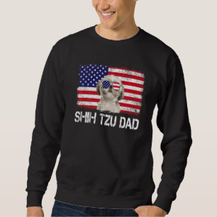 Mens Mens Shih Tzu Dad Us Flag 4th Of July Patriot Sweatshirt