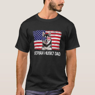 Mens Mens Siberian Husky Dad Us Flag 4th Of July P T-Shirt