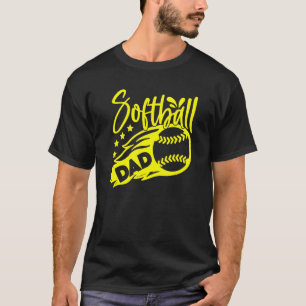 Mens Mens Softball Dad Stylized Flaming Ball T-Shirt