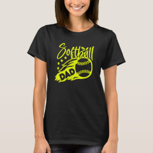 Mens Mens Softball Dad Stylized Flaming Ball T-Shirt