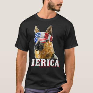 Mens Merica German Shepherd Dog Th Of July America T-Shirt