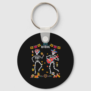 Men's Mexican Dia De Los Muertos Skeleton Dancing Keychain