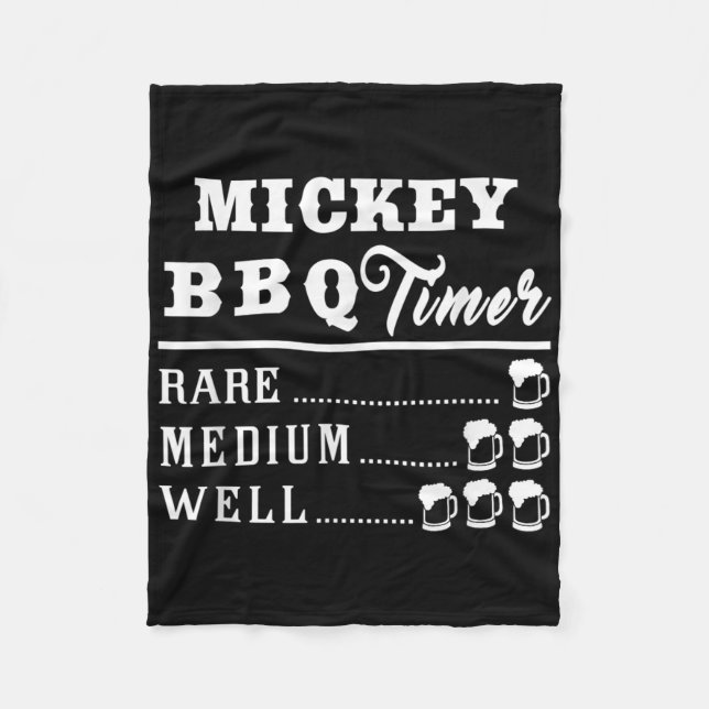 Mens Mickey Bbq Timer Beer Drinking Funny Grilling Fleece Blanket (Front)