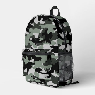 Mens Military Black and Light Grey Camo Pattern  Printed Backpack