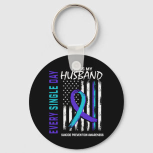 Mens Miss Husband Suicide Awareness Prevention Keychain