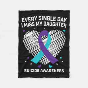 Mens Mom Dad Teal Purple Miss Daughter Awareness Fleece Blanket