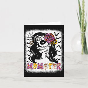 Mens momster funny skull messy bun zombie mom card