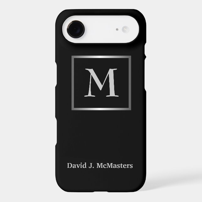 Men's Monogram Black Silver Executive Case (Back)