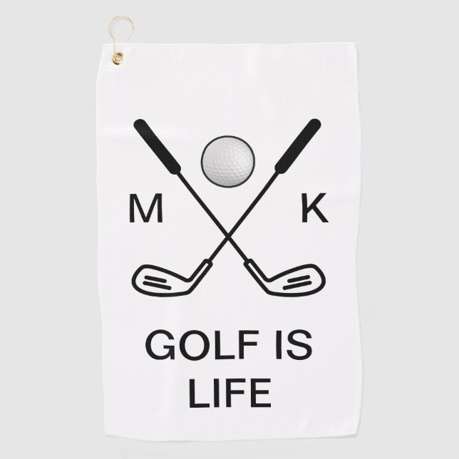 Mens Monogram Design Golf Towel (Front)