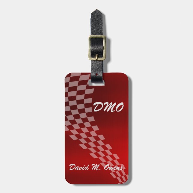 Men's Monogram Metallic Red Racing Flag Luggage Tag (Front Vertical)
