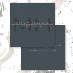 Men's Monogrammed, Deep and Muted Colours Square Business Card