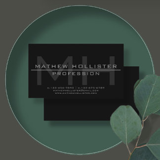 Men's Monogrammed, Grey & Black Business Card