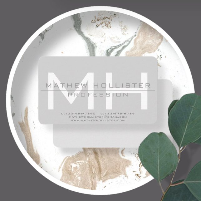 Men's Monogrammed, Grey Business Business Card (Creator Uploaded)