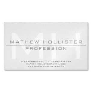 Men's Monogrammed, Grey Business Card Magnet