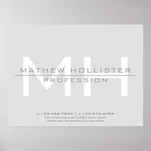 Men's Monogrammed, Grey Business Poster