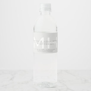 Men's Monogrammed, Grey Business Water Bottle Label