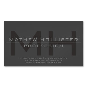 Men's Monogrammed, Grey Magnetic Business Card