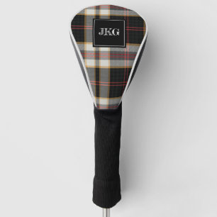 Men's Monogrammed Modern Black Red Plaid Check Golf Head Cover