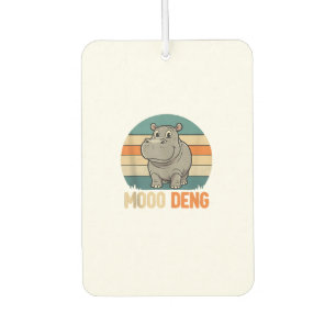 Mens Moo Deng_ Adorable Baby Hippo, Retro Sunset T Air Freshener