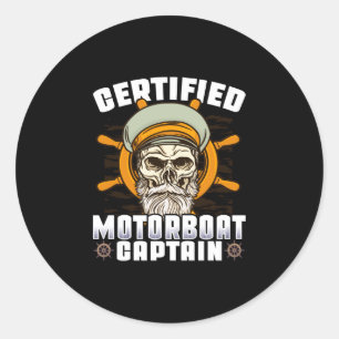 Mens motor boats captain speed boat owner motor classic round sticker