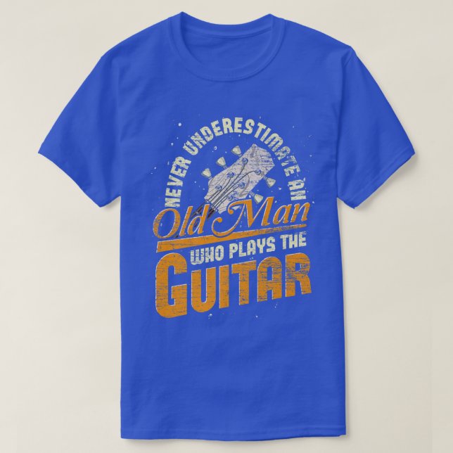 Mens Music Never Underestimate An Old Man Who Play T-Shirt (Design Front)