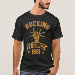 Mens Music Rock Band Drumming Drummer Born In 1981 T-Shirt