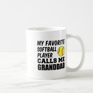 Mens My Favorite Softll Player Calls Me Granddad Coffee Mug