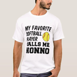 Mens My Favorite Softll Player Calls Me Nonno Ital T-Shirt
