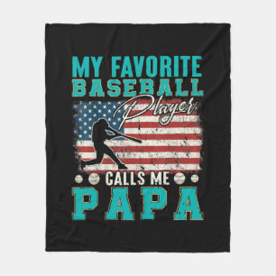 Mens My Favourite Baseball Player Calls Me Papa Fleece Blanket