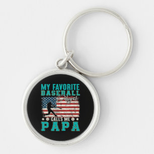 Mens My Favourite Baseball Player Calls Me Papa Keychain