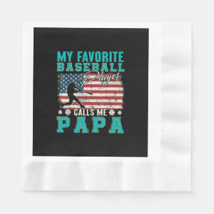 Mens My Favourite Baseball Player Calls Me Papa Napkin