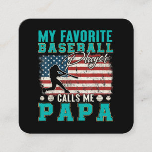 Mens My Favourite Baseball Player Calls Me Papa Square Business Card