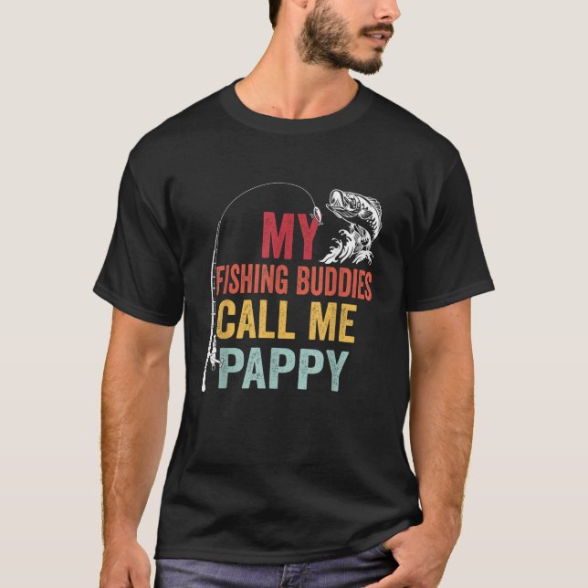 Mens My Favourite Fishing Buddies Call Me Pappy Fi T-Shirt (Front)