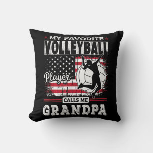 Mens My Favourite Volleyball Player Calls Me Grand Throw Pillow