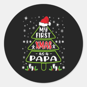 Mens My First Xmas As A Papa New Grandpa Christma  Classic Round Sticker