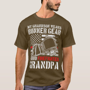 Mens My Grandson Proud Firefighter Grandpa  T-Shirt