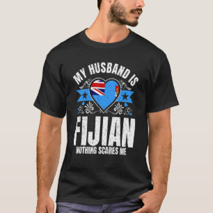 Mens My Husband Is Fijian Pride Flag Heritage Root T-Shirt