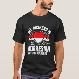 Mens My Husband Is Indonesian Pride Flag Heritage  T-Shirt