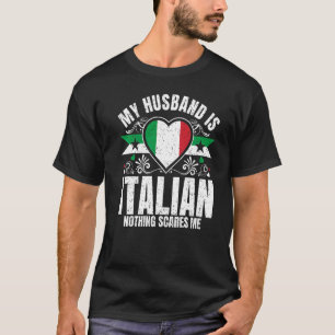 Mens My Husband Is Italian Pride Flag Heritage Roo T-Shirt