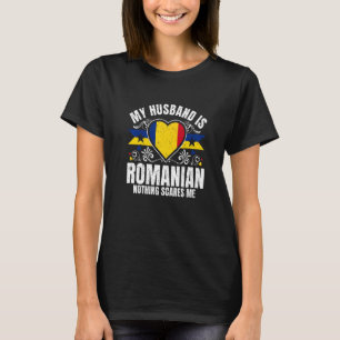 Mens My Husband Is Romanian Pride Flag Heritage Ro T-Shirt
