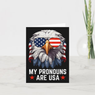 Mens My Pronouns Are Usa Funny Eagle 4th Of July A Card